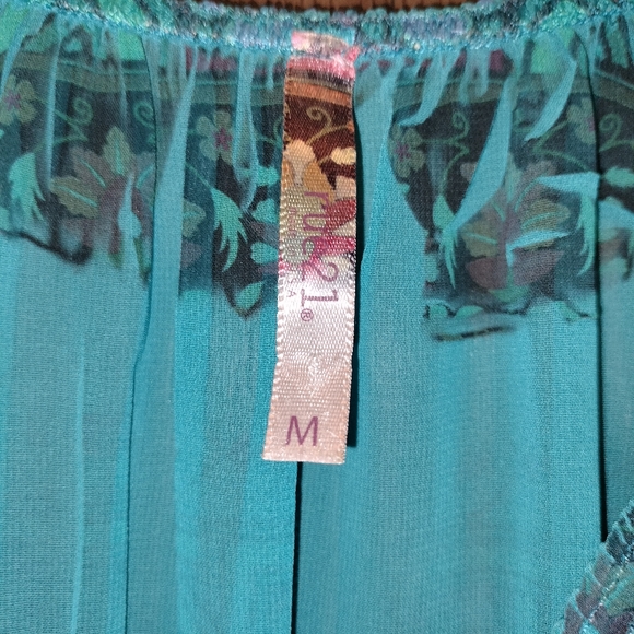 Turquoise Rue 21 sheer blouse - Picture 5 of 8